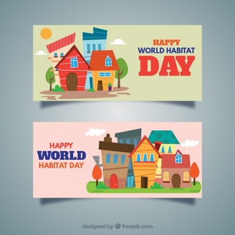 World Habitat Day Modern Banner With Houses