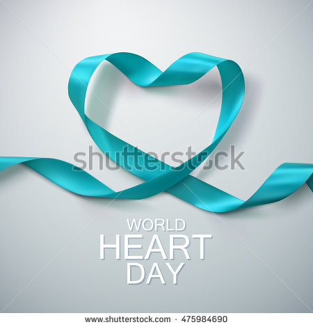 World Heart Day Blue ribbon heart picture