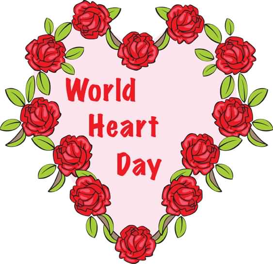 World Heart Day Flowers Border Design Cipart