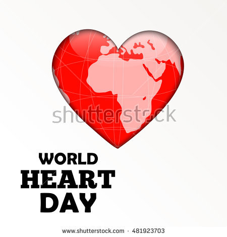 World Heart Day heart shaped earth globe illustration