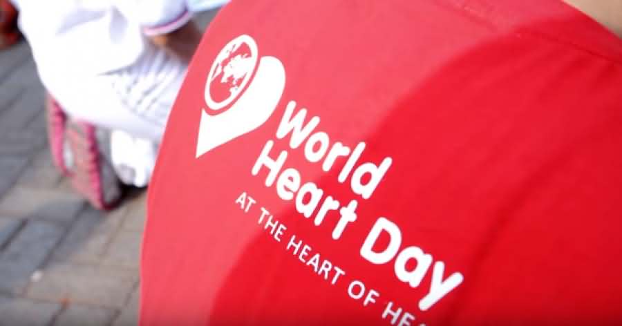 World Heart Day text on the back of the tshirt