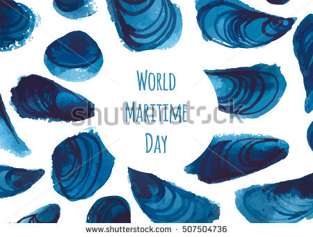 World Maritime Day Watercolor Seashells Illustration