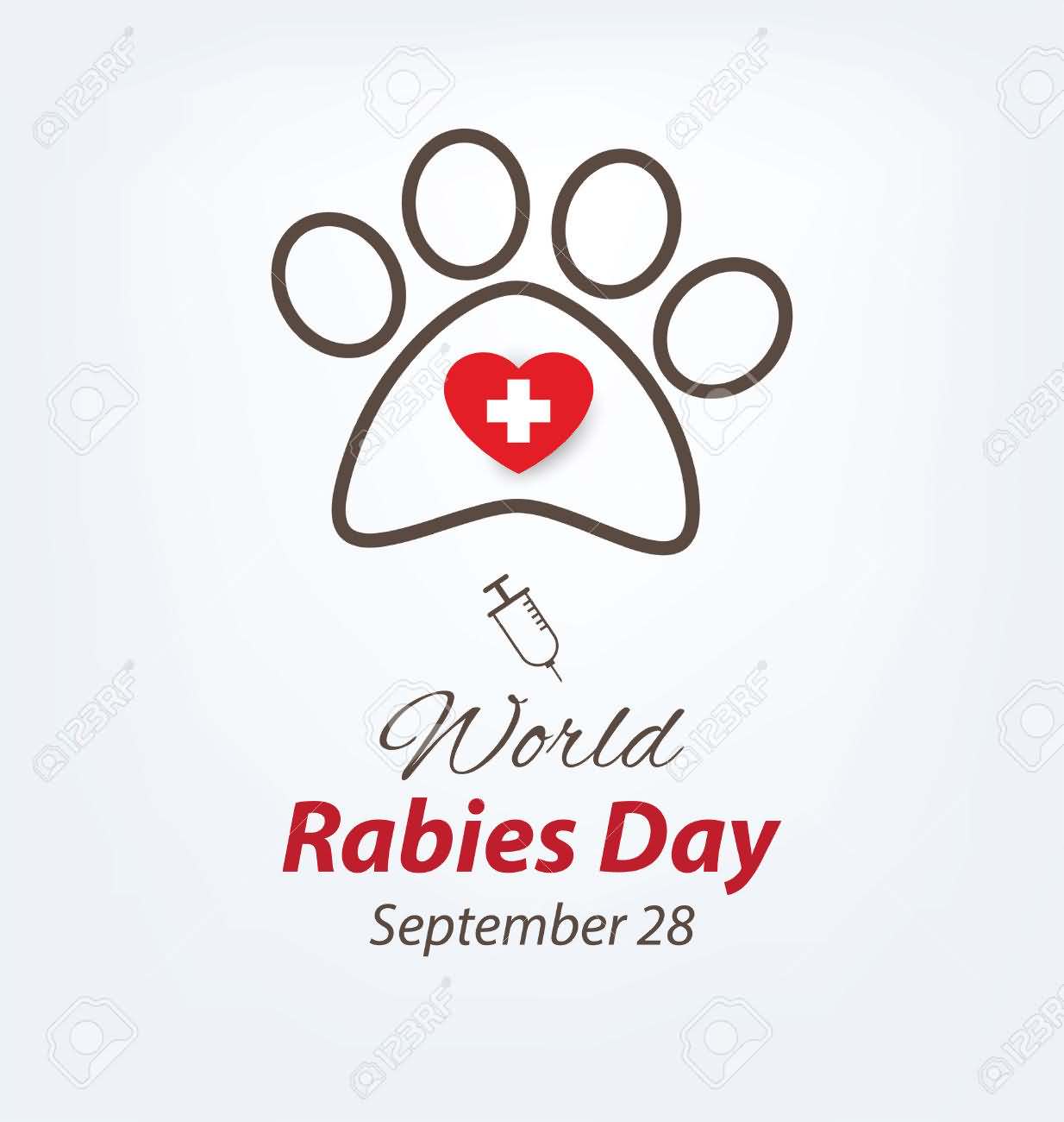 World Rabies Day septembe 28 dog paw and injection illustration