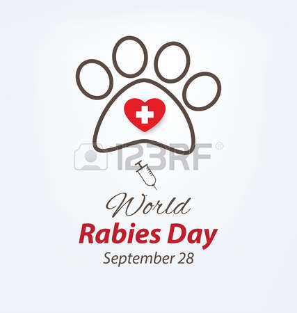 World Rabies Day september 28 dog paw and injection illustration