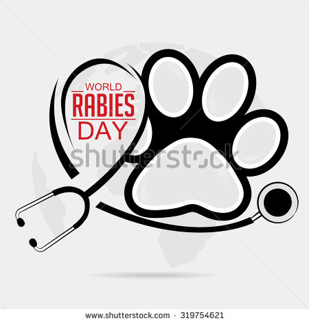 World Rabies Day stethoscope and dog paw illustration