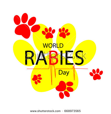 World Rabies Day yellow and red dog paws