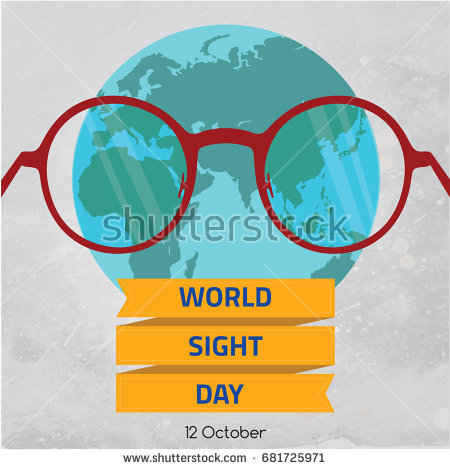 World Sight Day 12 October Earth Globe With Spectacles Illustration