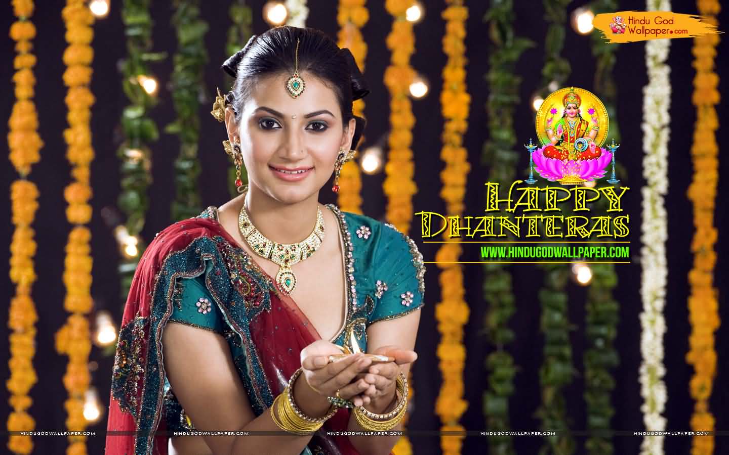 Beautiful Indian Girl Wishing You Happy Dhanteras