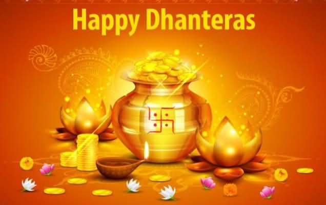 Happy Dhanteras Pot Of Gold Coins