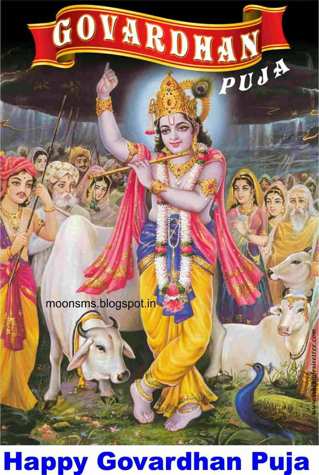 Happy Govardhan Puja Krishna Lifting Govardhan picture