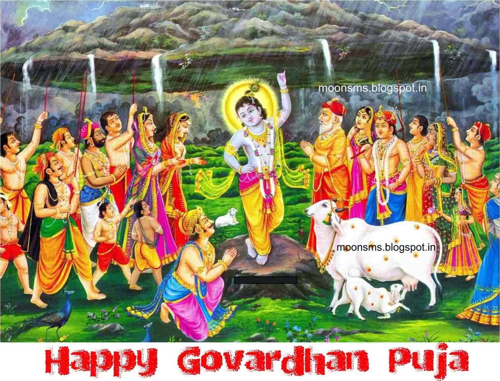 Happy Govardhan puja God Krishna Lifting Govardhan Parvat wallpaper