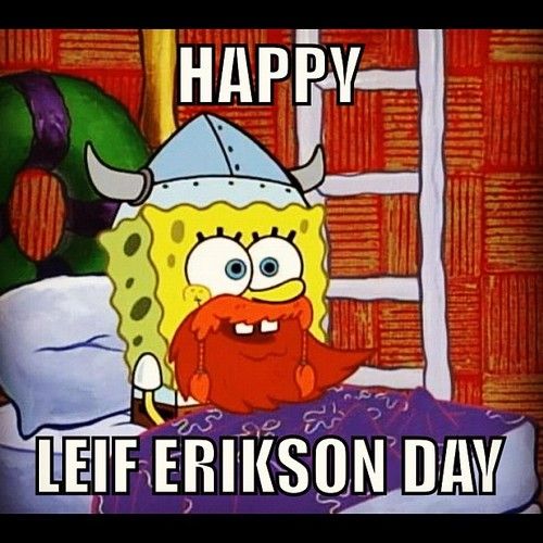 Happy Leif Erikson Day Spongebob With Beard picture