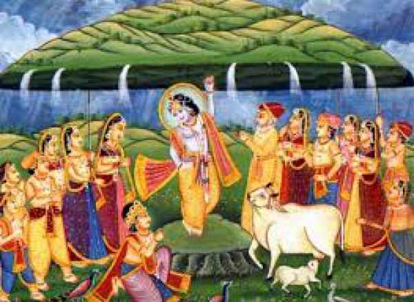 Happy govardhan puja Krishna and Govardhan Parvat Pictures