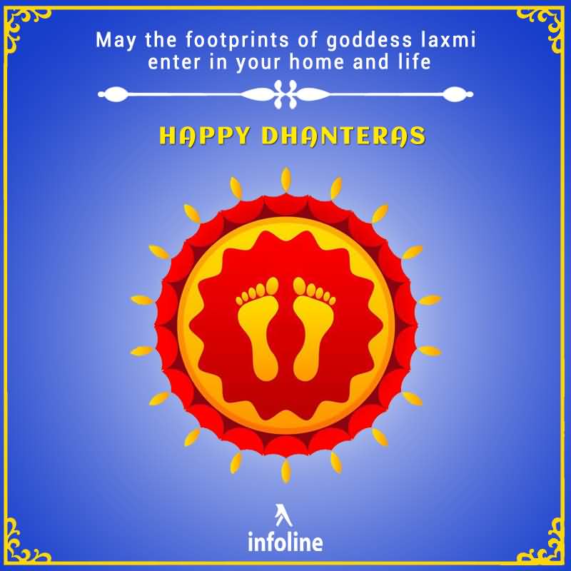 May The Footprints Of goddess Laxmi Enter In Your Home And Life Happy Dhanteras Greeting Card