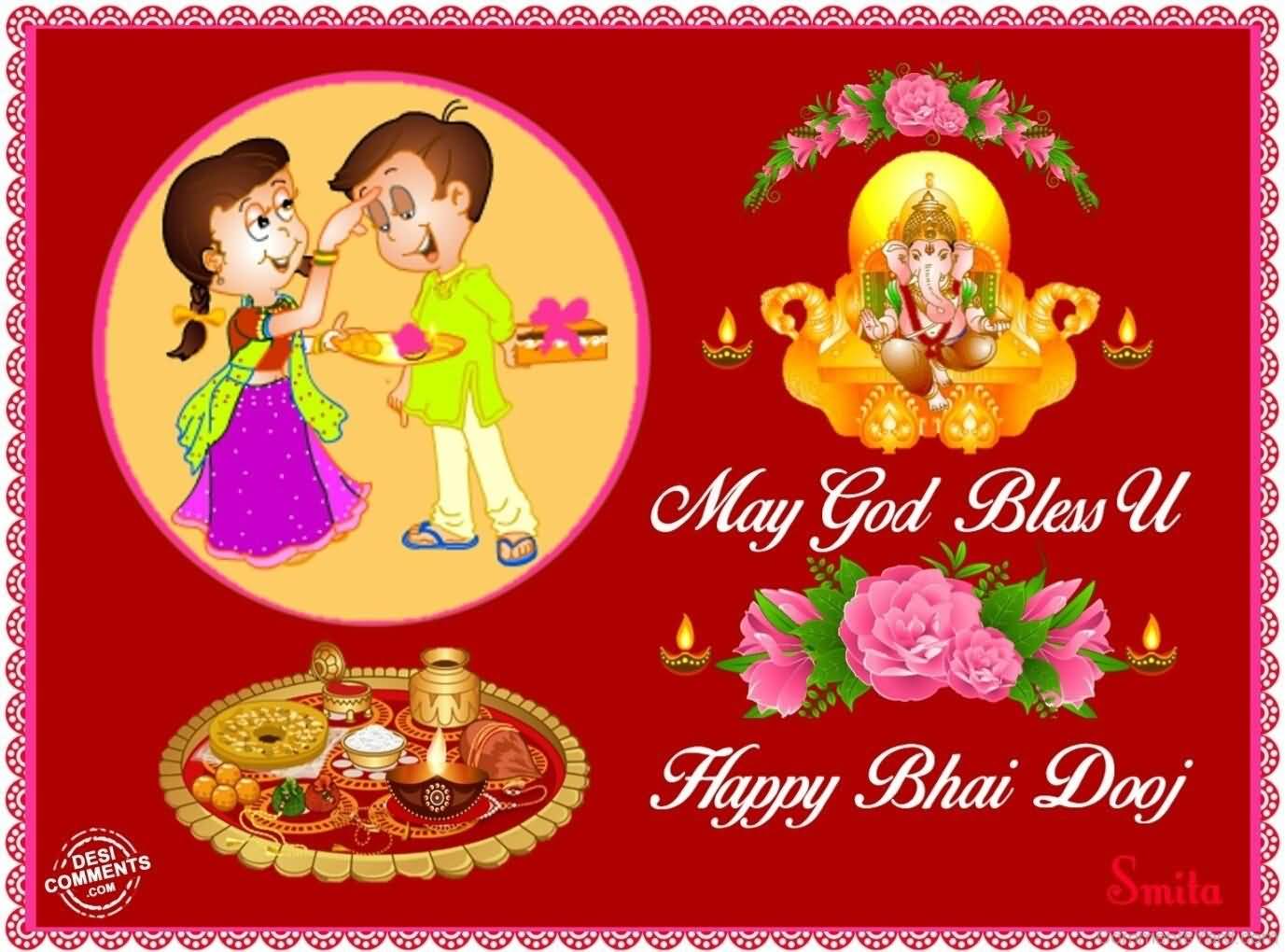 May god bless you happy Bhai Dooj greeting card