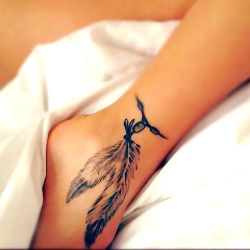 Two Feathers Tattoo On Ankle