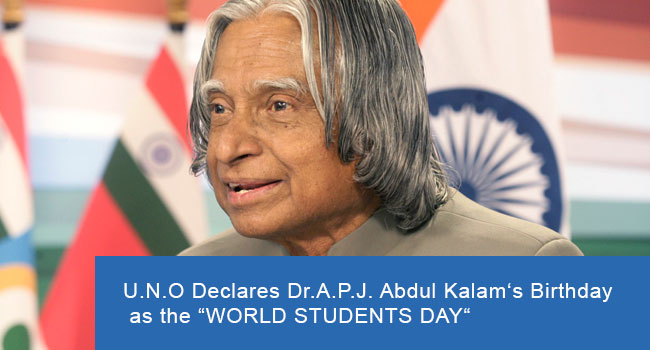 UNO Declares Dr. A.P.J Abdul Kalam’s Birthday As The World Students Day