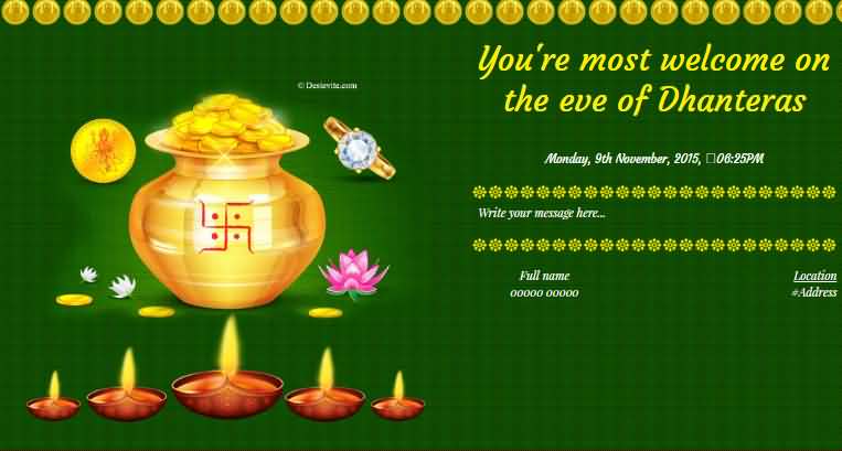 You're Most Welcome On The Eve Of Dhanteras