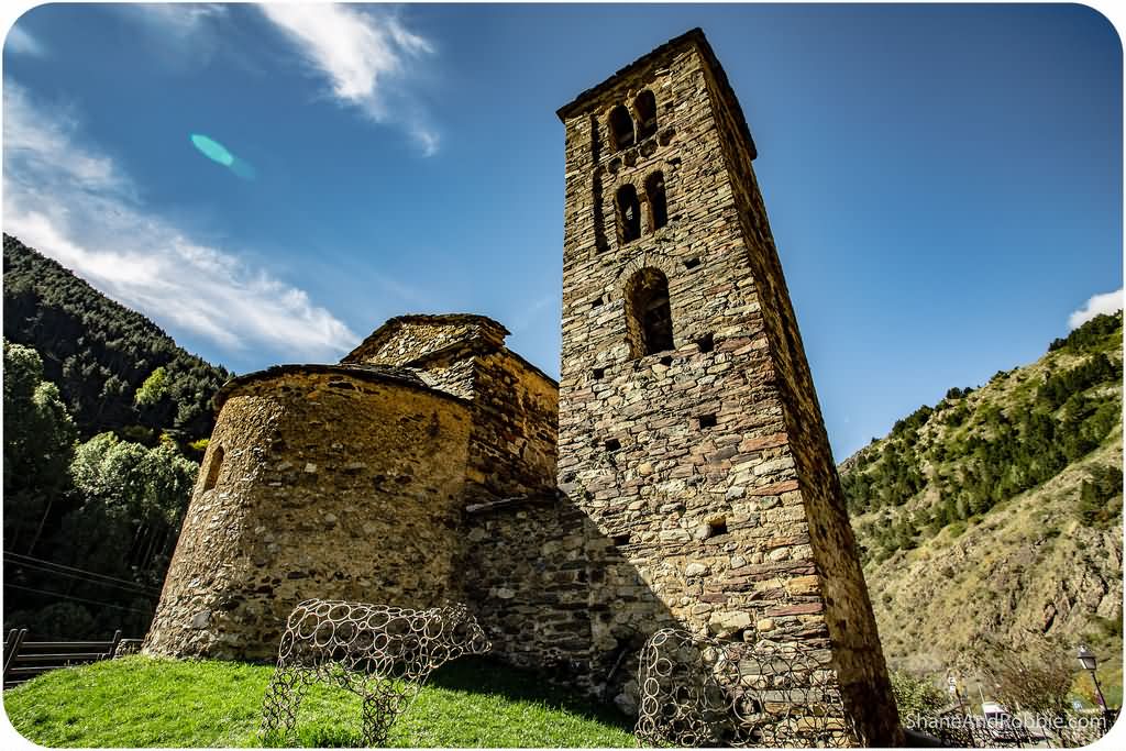 Bell Tower Of Sant Joan de Caselles Church View From Below