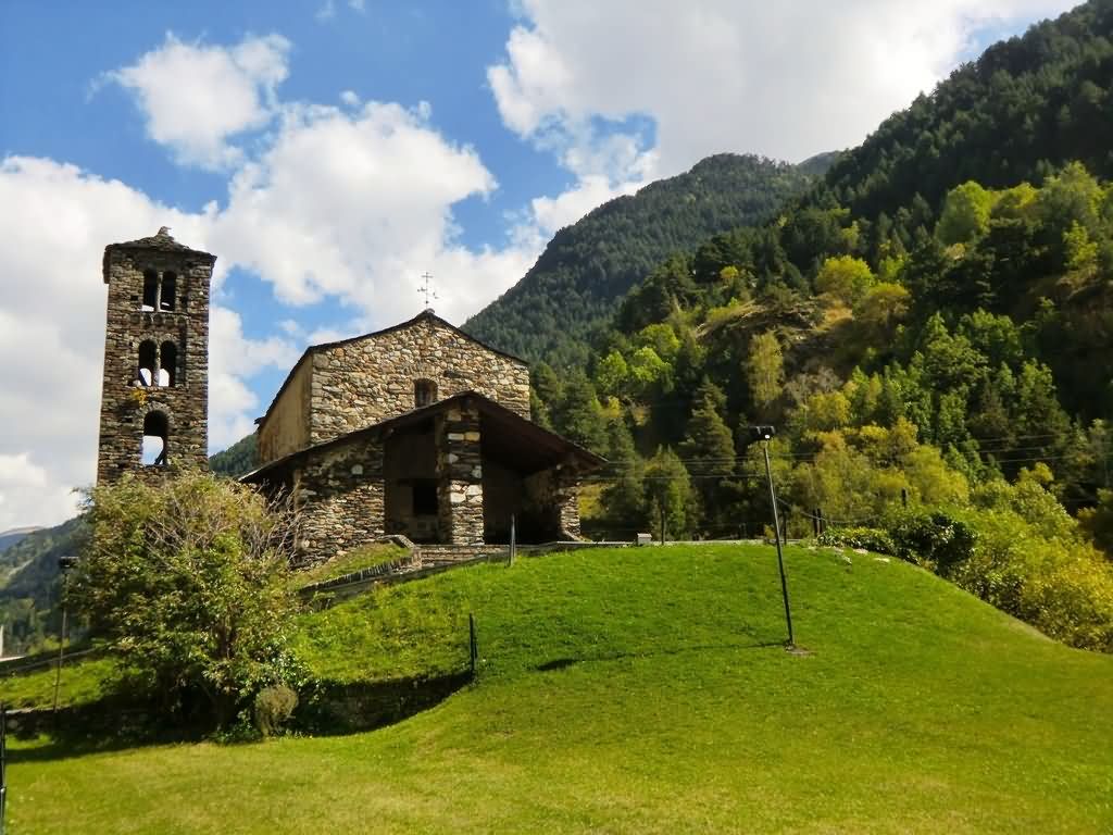 Incredible Scenary Of The Sant Joan de Caselles Church In Canillo, Andorra