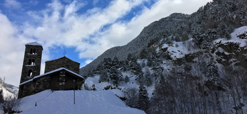 Sant Joan de Caselles Church With Snow