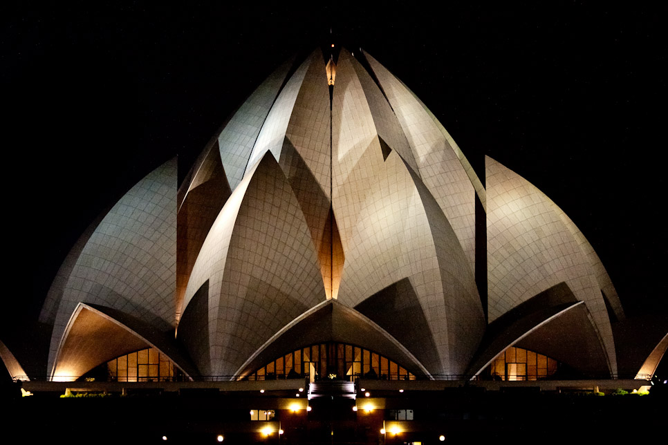 The Lotus Temple Lit Up At During Night