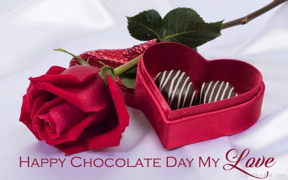 Happy Chocolate Day my love rose bud with chocolate box