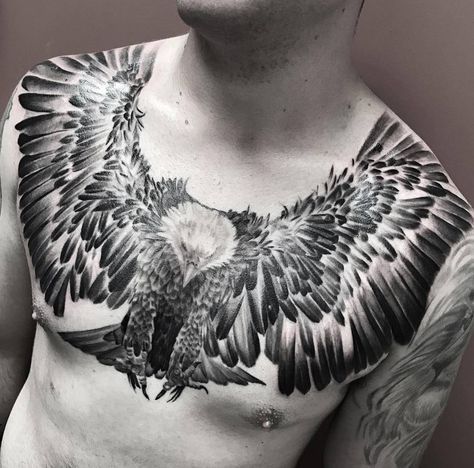 realistic eagle chest tattoo