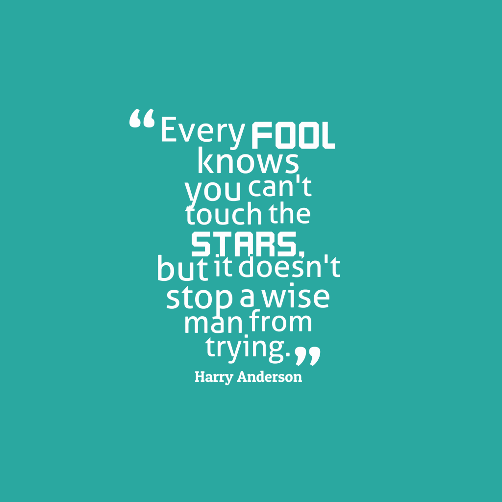 Every fool knows you can’t touch the stars, but it doesn’t stop a wise man from trying. Harry Anderson