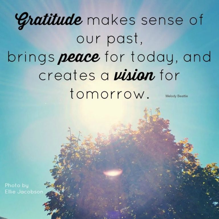 Gratitude makes sense of our past, brings peace for today, and creates ...