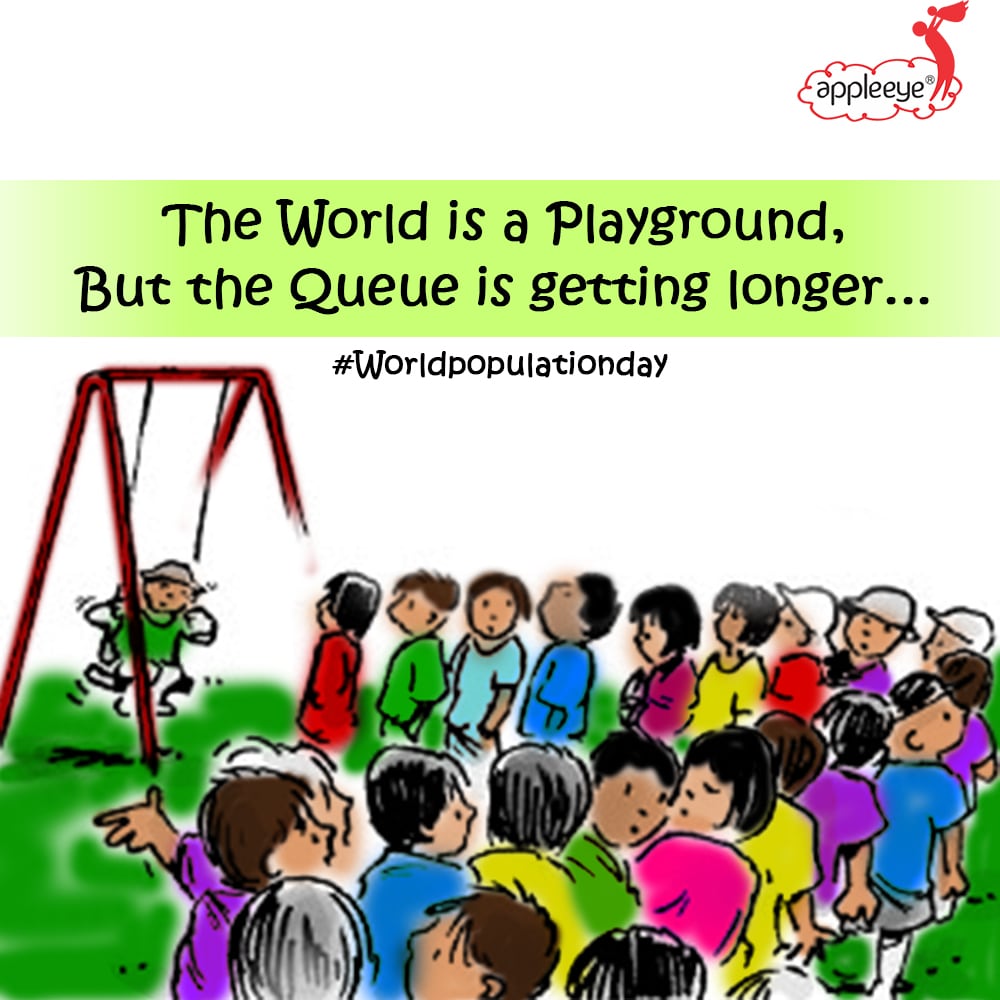 The world is a playground, but the queue is getting longer World Population Day painting