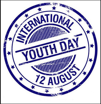 International Youth Day 12 august round stamp