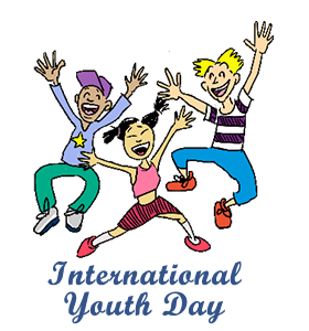 International Youth Day happy young kids clipart