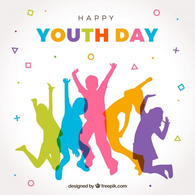 happy youth day colorful silhouettes