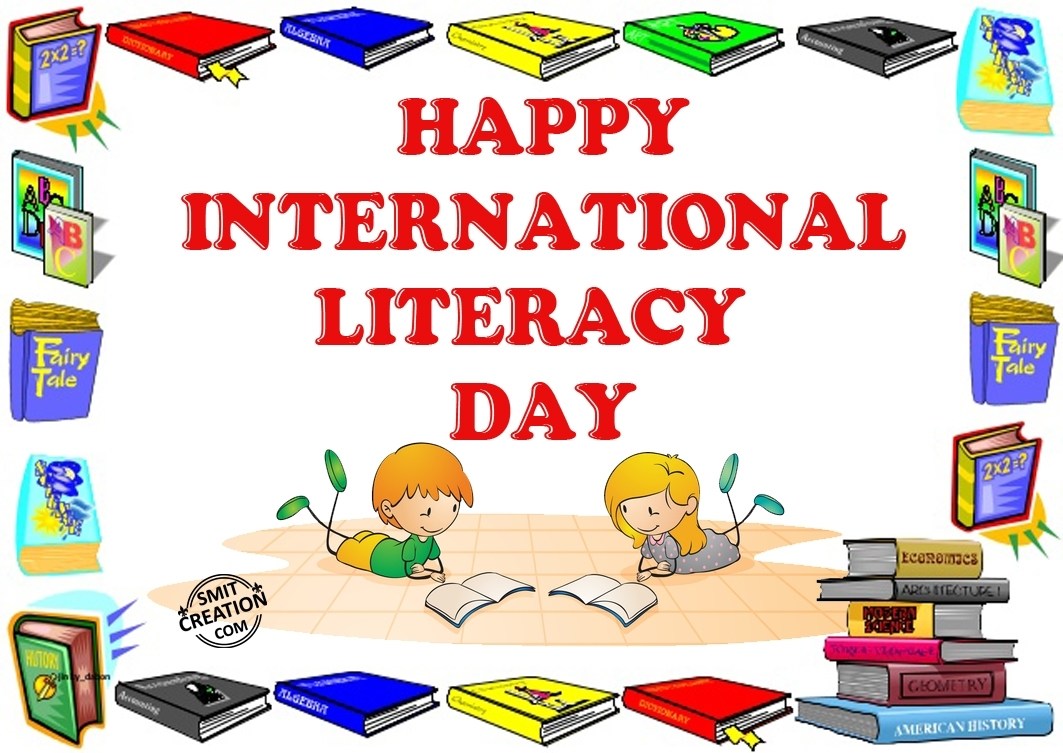 happy International Literacy Day children reading books