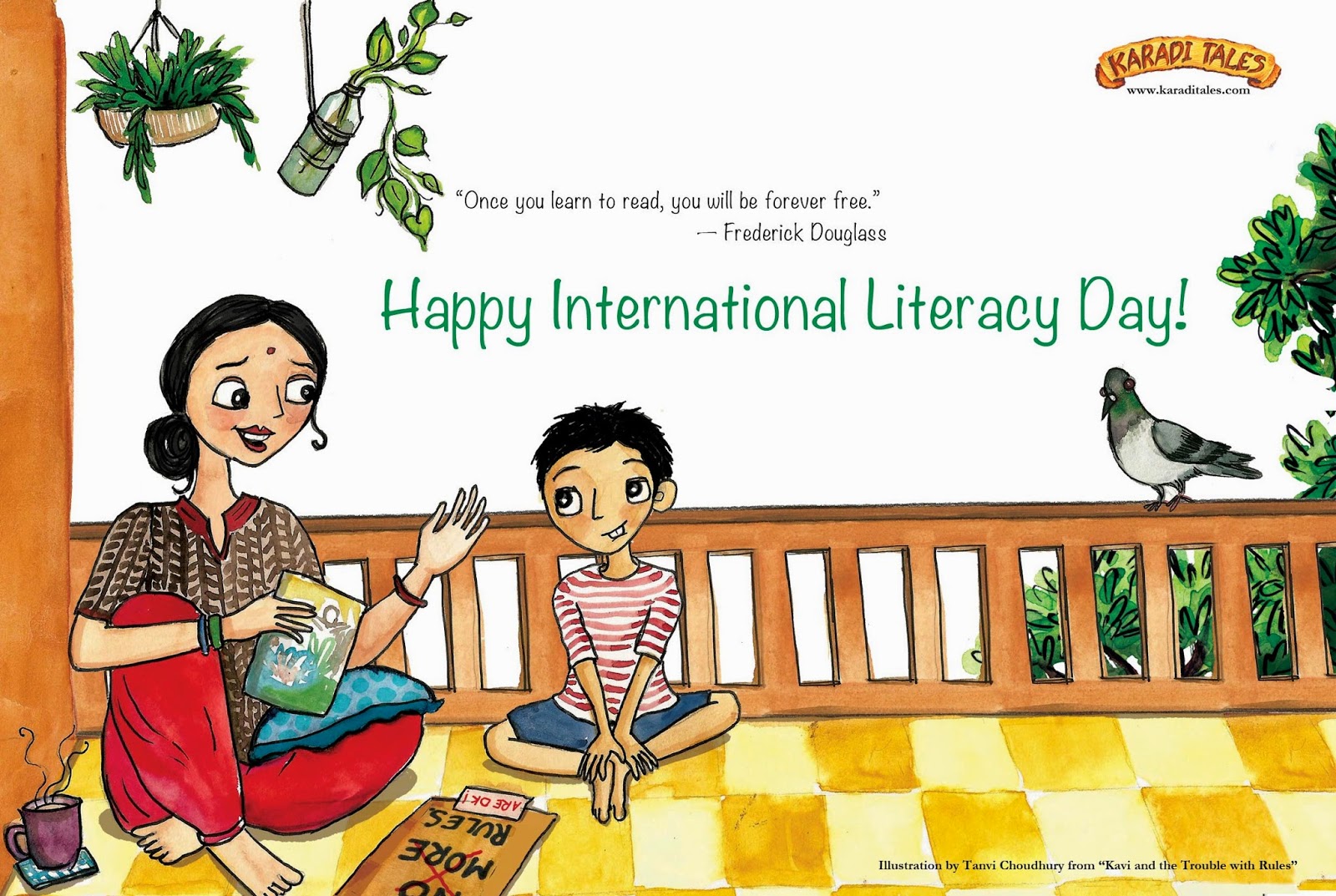 happy International Literacy Day mother with child painting