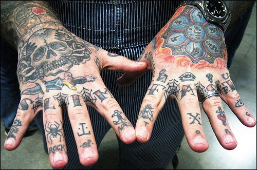 Black and red slim fast and elements knuckle tattoo for men