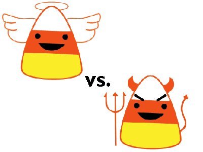 happy Candy Corn Day angel vs devil