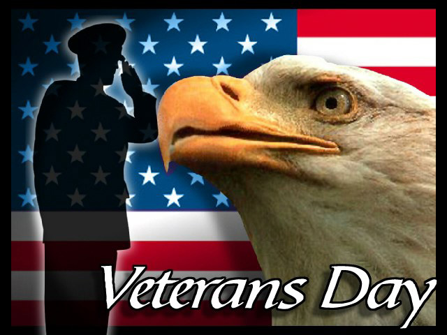 Veterans Day eagle face and saluting soldier