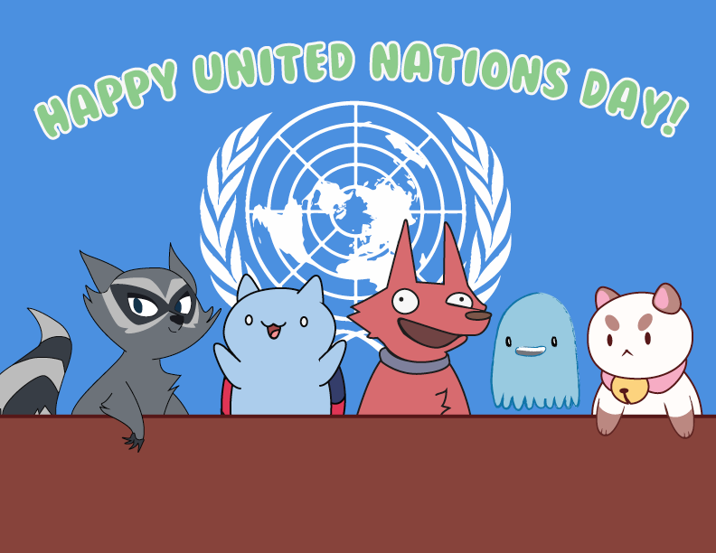 happy United Nations Day animals illustration