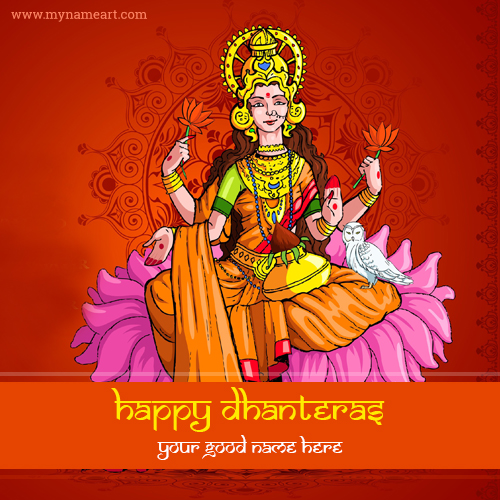 happy dhanteras goddess laxmi greeting card