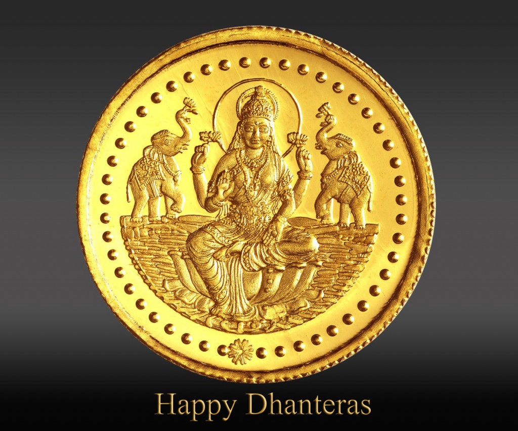 happy dhanteras golden coin goddess lakshmi