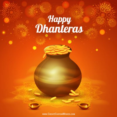 happy dhanteras pot of gold card