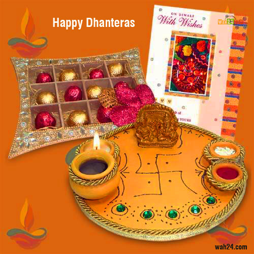 happy dhanteras puja thali picture