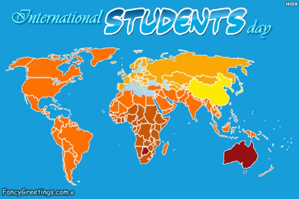 international students day world map in background