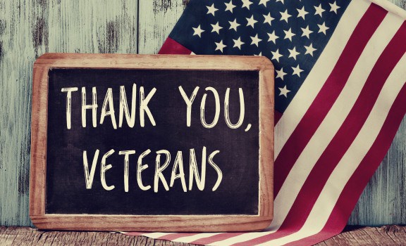 thank you Veterans written on blackboard happy Veterans Day