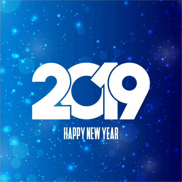 2019 happy new year blue greeting card