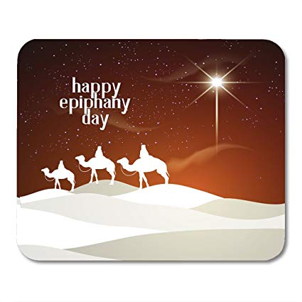 Happy Epiphany day three kings in desert illustration