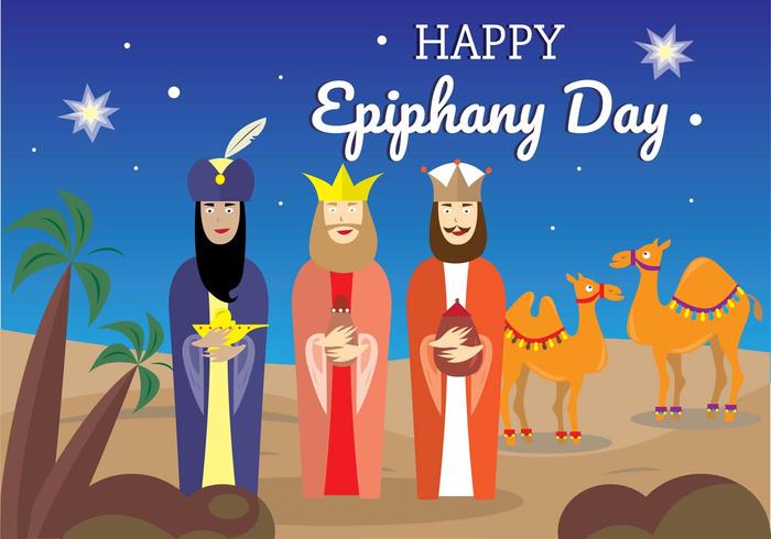 Happy Epiphany day three kings in desert