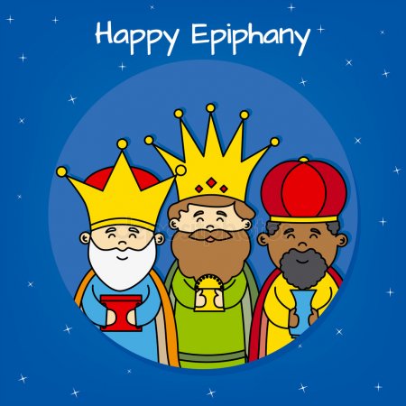 Happy Epiphany three kings illustration